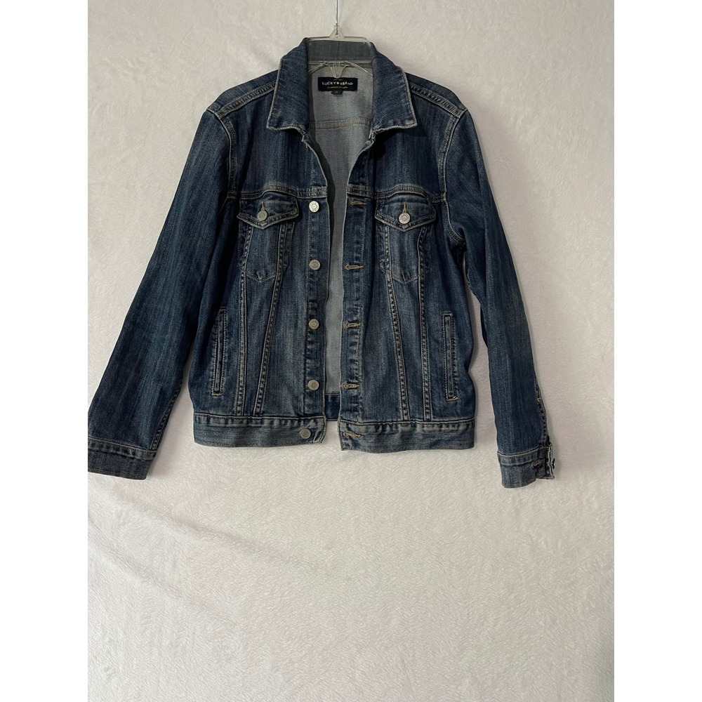Lucky Brand The Tomboy Trucker Denim Jacket Medium Wash Blue Womens Size M